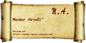Meder Arnó névjegykártya